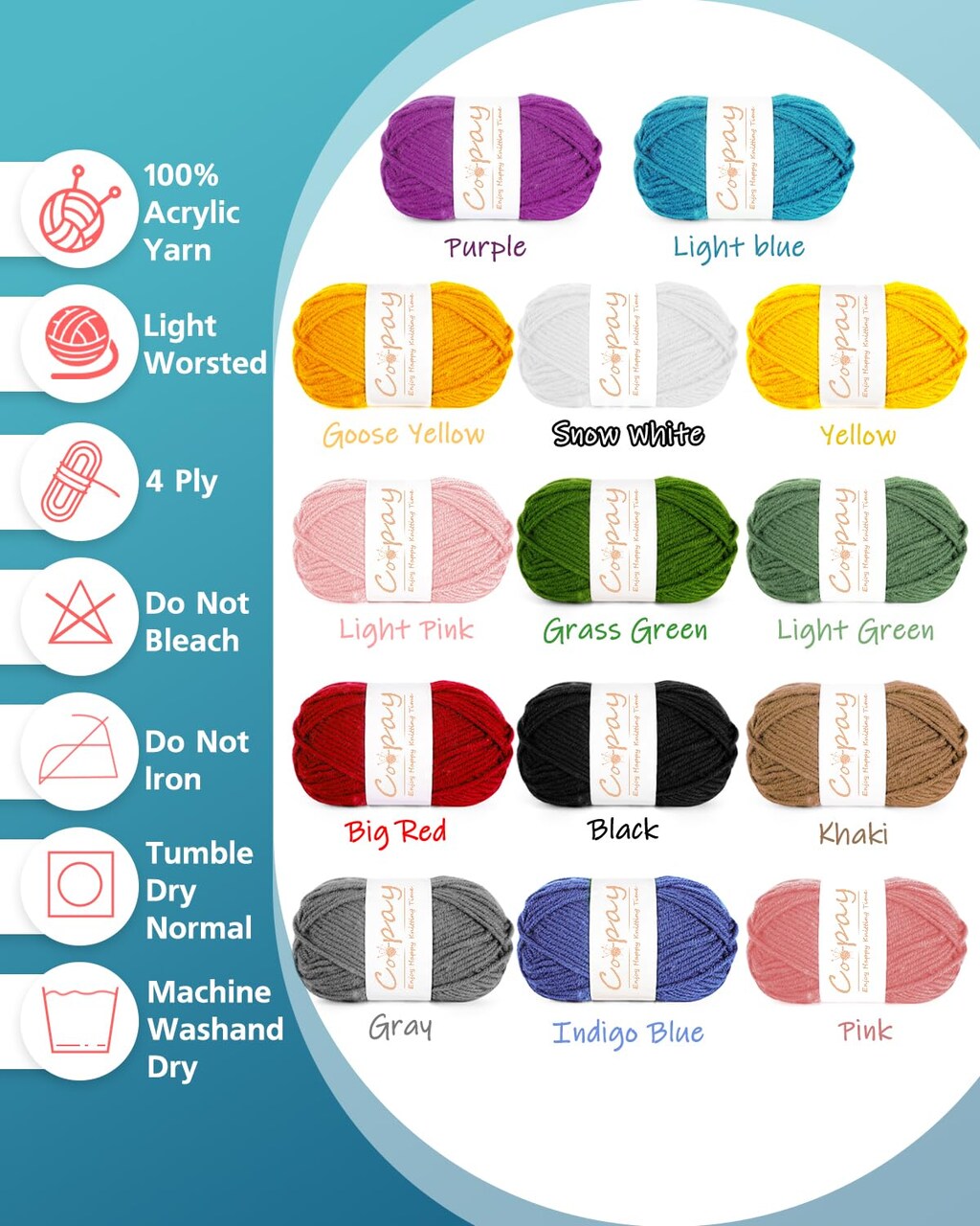 14 Pieces Yarn for Crocheting & Knitting, 25gx Crochet Yarn 1071yd Acrylic Yarn for Crochet Animal Kit, Multicolor Yarn Kit 4ply Soft Yarn Set for Beginners/Professionals